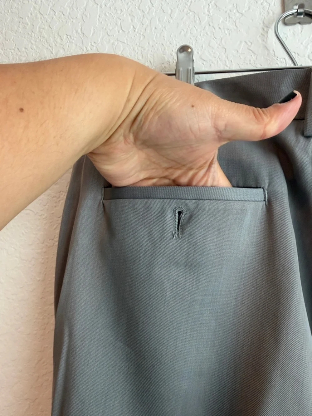 Izod Slim Fit Easy Care Dress Pants in Gray - Picture 7 of 7